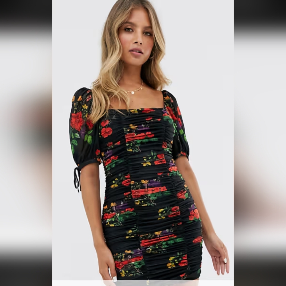 Chic Black Floral Mini Dress